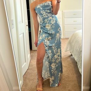 Strapless Reformation silk maxi dress